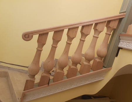wooden stair case