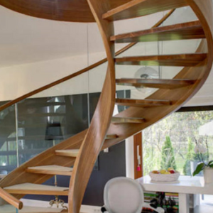 wooden stair case